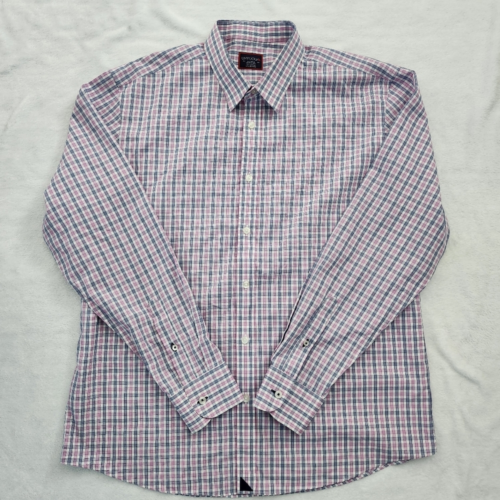UNTUCKit Men's Wrinkle Free Checkered Cotton Button‎ Up Dress Shirt Large